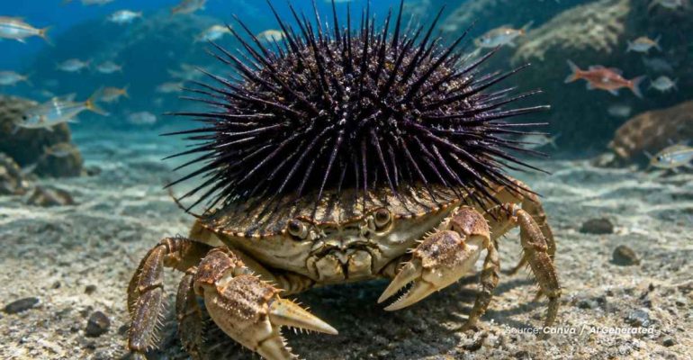 20240801 at 08.00 - SIMBIOSIS UNIK ANTARA BULU BABI DAN KEPITING PENGANGKUT DI LAUTAN