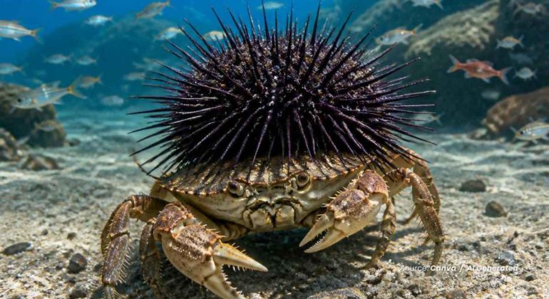 20240801 at 08.00 - SIMBIOSIS UNIK ANTARA BULU BABI DAN KEPITING PENGANGKUT DI LAUTAN