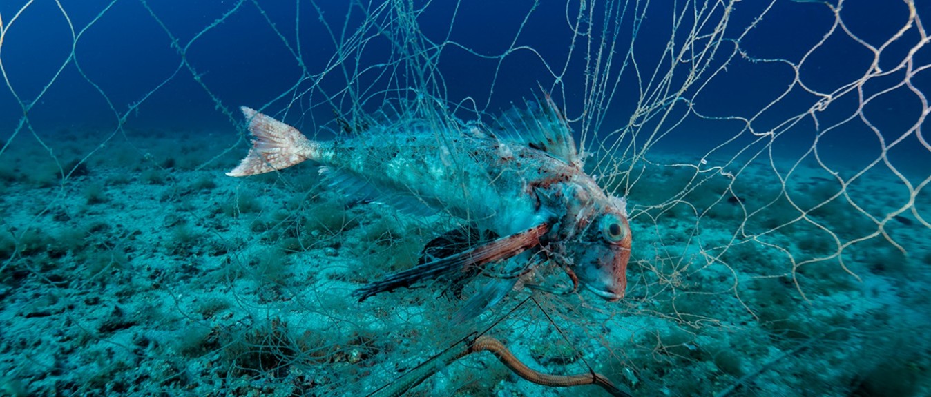 Fenomena ghost fishing di dalam perairan (foto: ghostdiving.org)