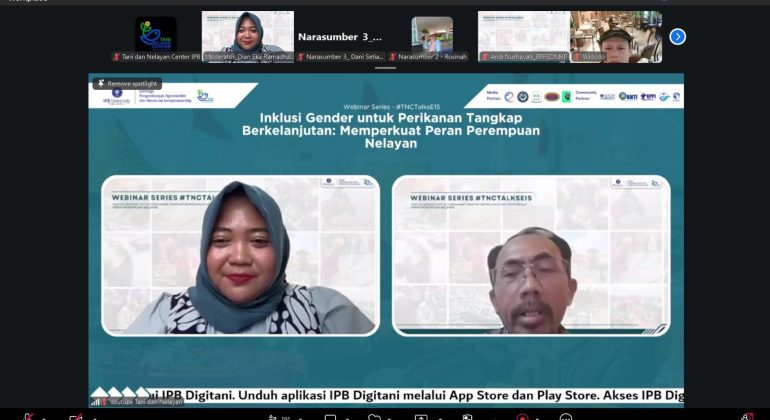 LPA2I IPB UNIVERSITY DORONG INKLUSI GENDER UNTUK PERKUAT PERAN PEREMPUAN NELAYAN DALAM PERIKANAN BERKELANJUTAN MELALUI WEBINAR SERIES #TNCTALKS